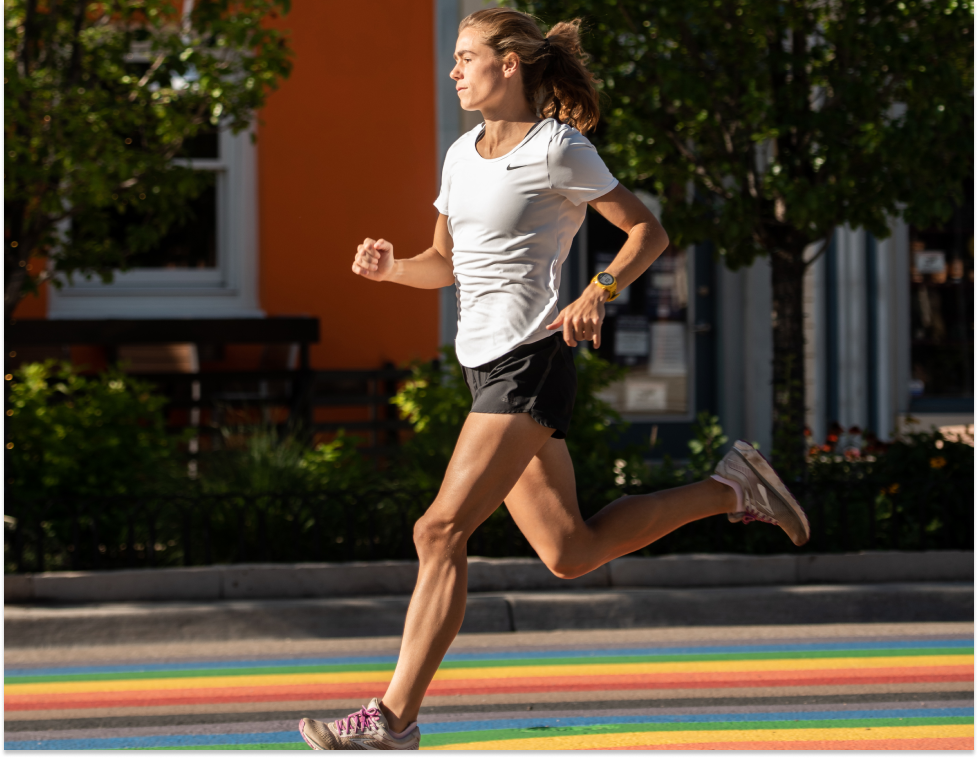 Runner racing on a city street during a 5K