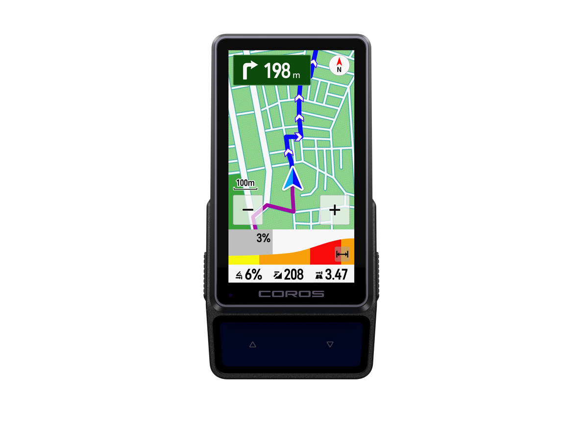 dura2-front: DURA 2 SOLAR showing turn-by-turn navigation